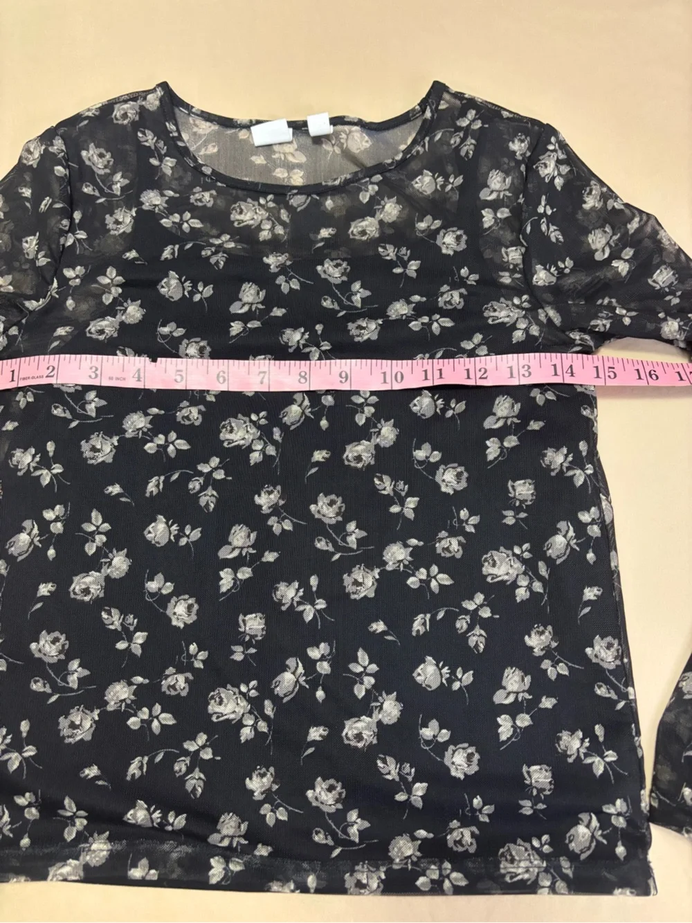 GAP Kids Black Sheer Floral Long-Sleeve Top w/ Attached Tank Girls Size XL 12